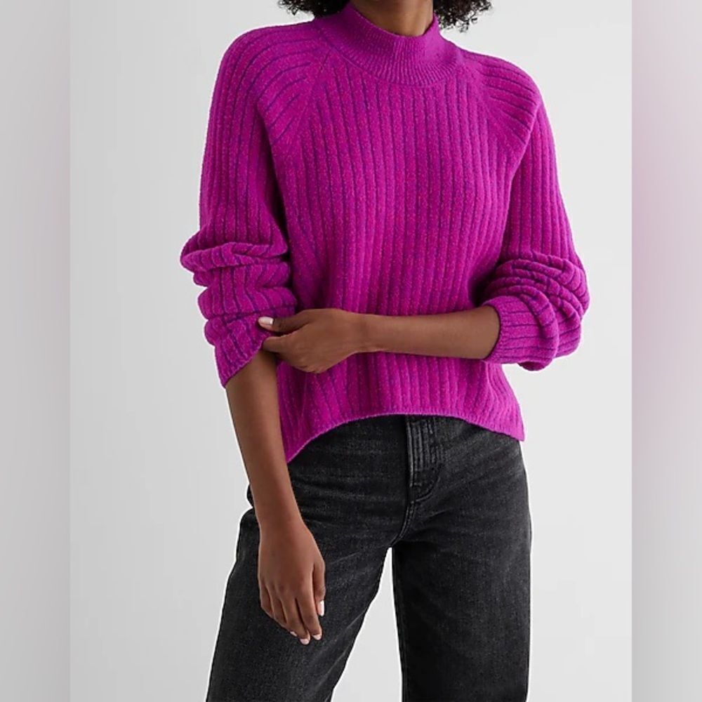 Express Ribbed Mock Neck Long Sleeve Sweater